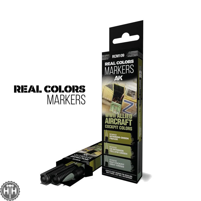 RCM109 WWII Allied Aircraft Cockpit Colors - Set of 3 AK Markers AK Interactive