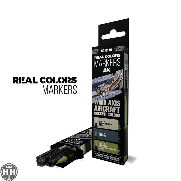 RCM110 WWII Axis Aircraft Cockpit Colors - Set of 3 AK Markers AK Interactive