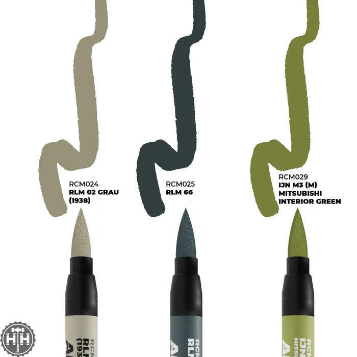 RCM110 WWII Axis Aircraft Cockpit Colors - Set of 3 AK Markers AK Interactive