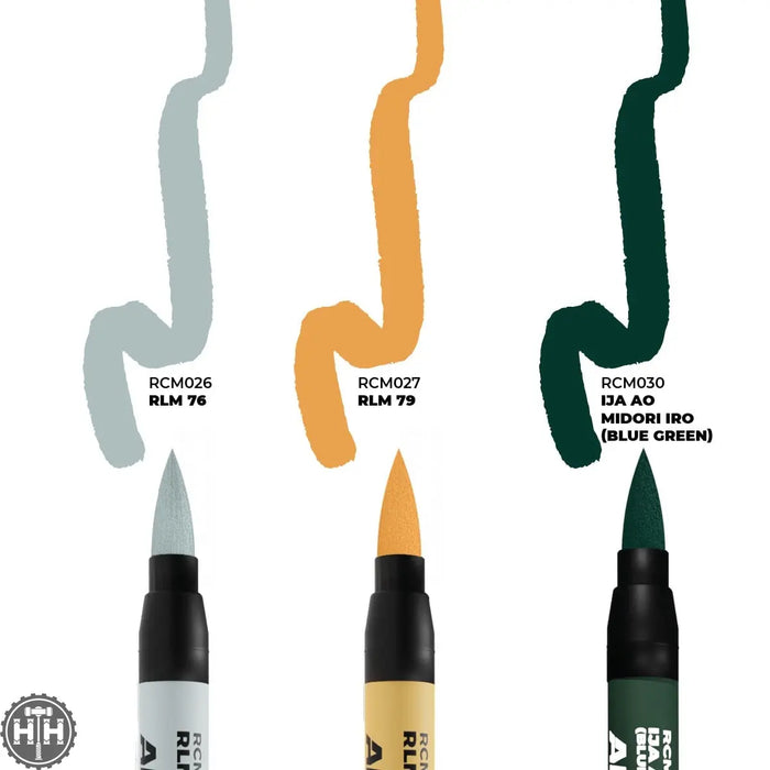 RCM111 WWII Axis Aircraft Squiggle Camouflage Colors - Set of 3 AK Markers AK Interactive