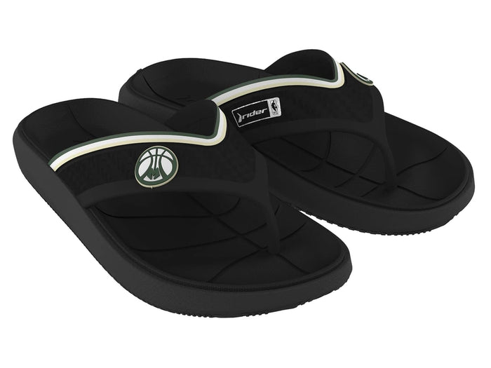 Rider NBA Men's Block Thong Sandal, Milwaukee Bucks