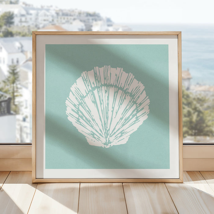 Set of Three Shell Prints on Aqua Blue - Unframed
