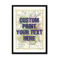 Shropshire Personalised Map Print | Map of Shropshire | Navy Vintage Font - Framed