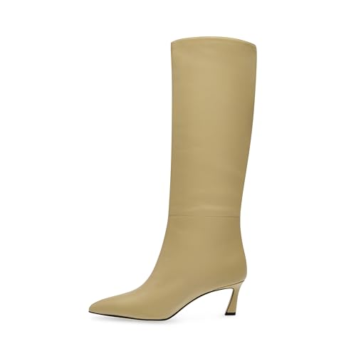 Steve Madden Women's Lavan Knee High Boot Cream Leather