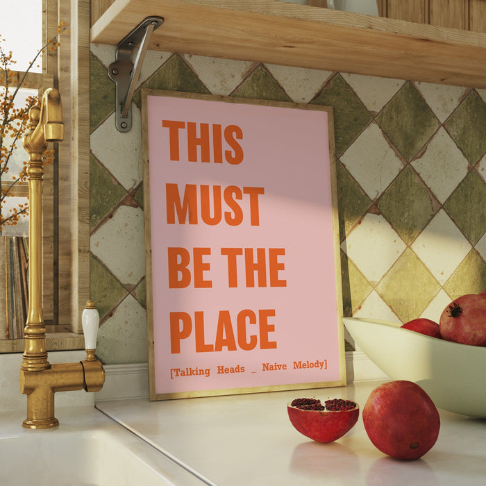 This Must Be The Place (Pink) Song Lyric Typography Art Print - Framed Beach House Art - Vintage bird paintings