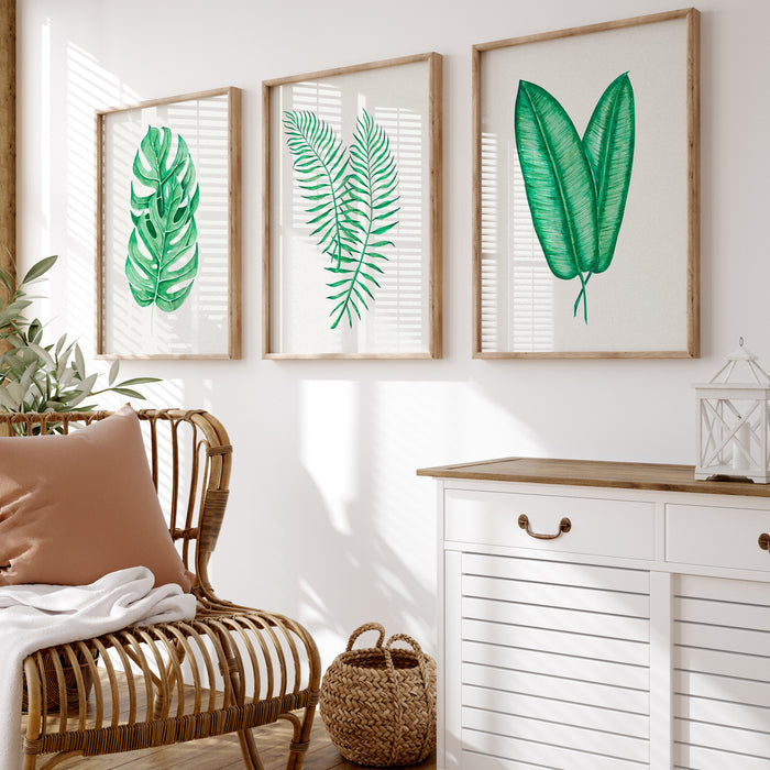 Tropical Leaf Artwork No 1 | Green Botanical Wall Art - Framed