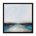 A framed art print of an abstract sea painting with predominantly blue and white hues, depicting the dynamic movements of the ocean.