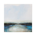 A dreamy sea painting print depicting dynamic ocean movements with bold strokes and contrasting hues of blue, black, and white.