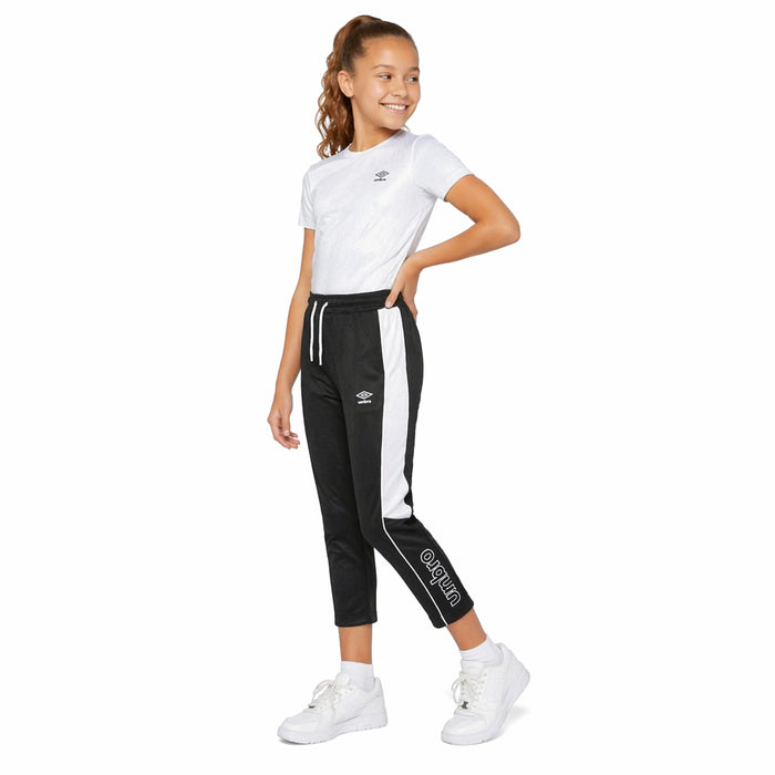 Umbro Girls 7-16 Flashback Cropped Track Pant Black / White
