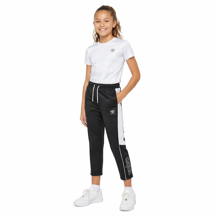 Umbro Girls 7-16 Flashback Cropped Track Pant Black / White