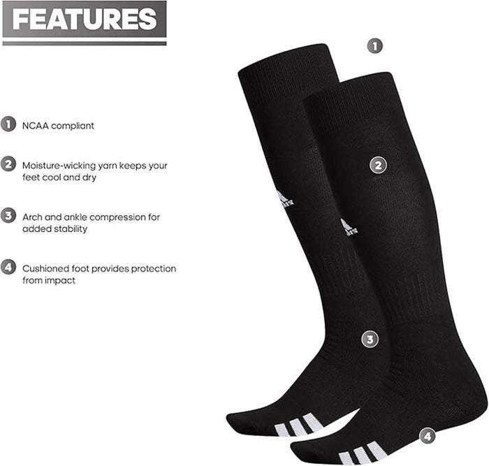 adidas Unisex Adult Over The Calf Soccer Socks Black 3-Pack