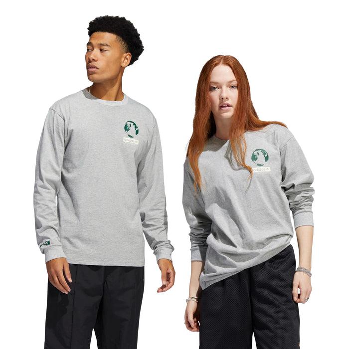 adidas Unisex Silas Message Long Sleeve Cotton Tee, Medium Grey Heather