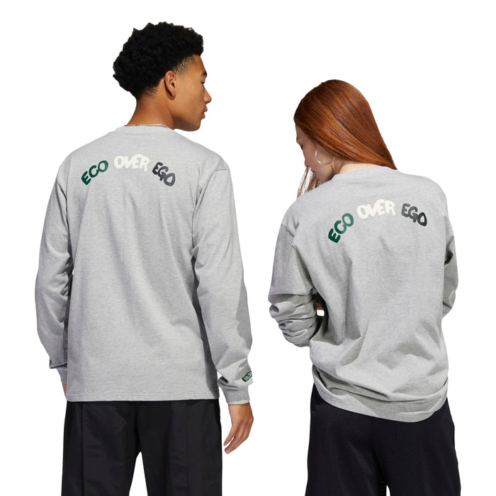 adidas Unisex Silas Message Long Sleeve Cotton Tee, Medium Grey Heather
