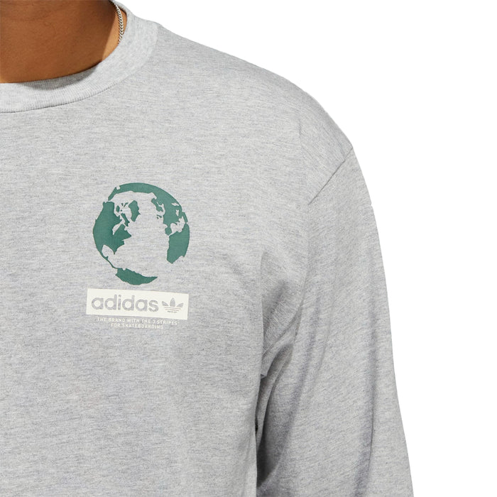 adidas Unisex Silas Message Long Sleeve Cotton Tee, Medium Grey Heather