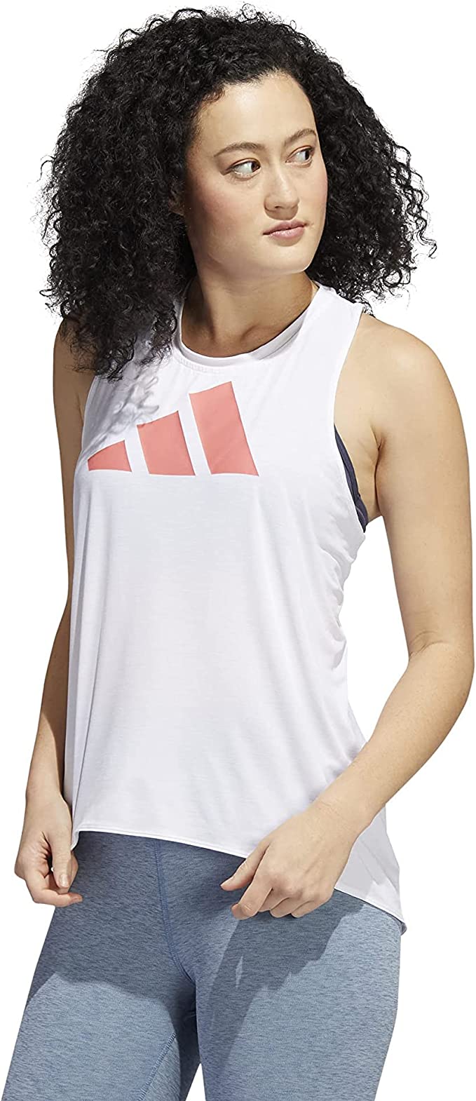 Adidas Womens 3-Stripes Logo Tank Top White/Semi Turbo