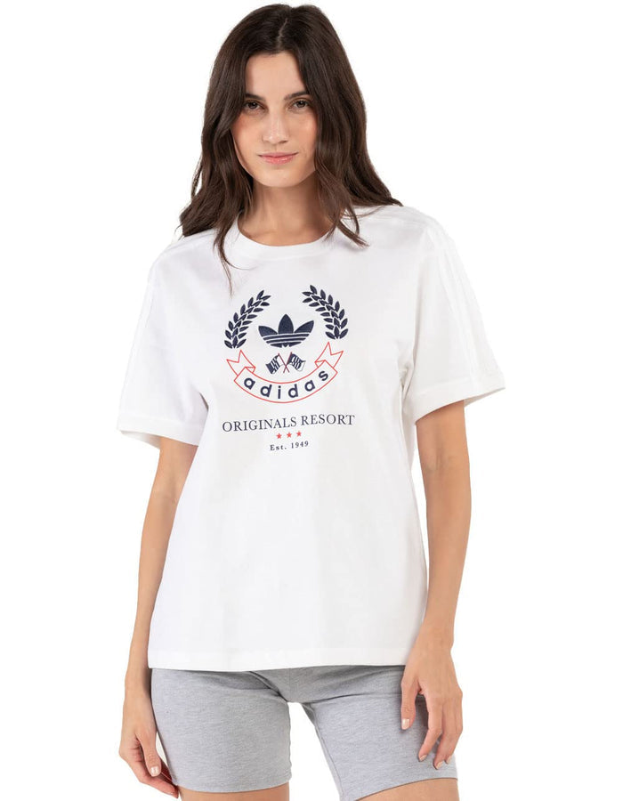 Adidas Womens Graphic Short Sleeve T-Shirt, White