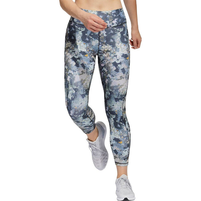 adidas Womens Studio All Over Print 7/8 Tights Blue