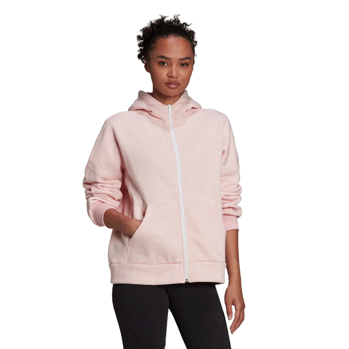 adidas womens Studio Lounge Fleece Hooded Fullzip Botanic Pink Melange