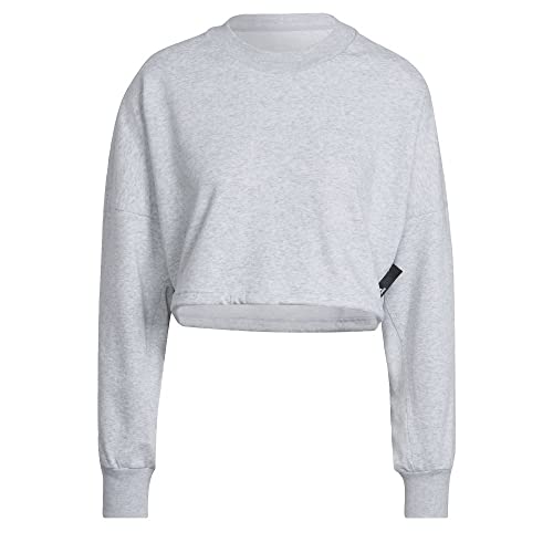 adidas Women's Studio Lounge Summer Crew, Light Grey Heather