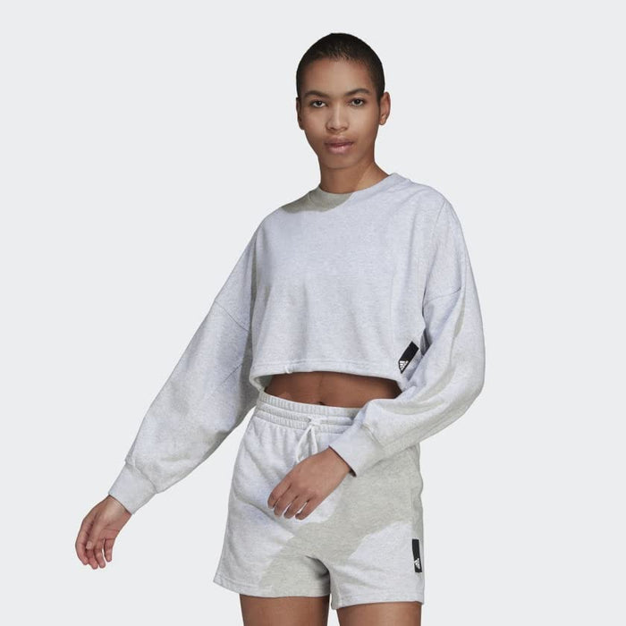 adidas Women's Studio Lounge Summer Crew, Light Grey Heather