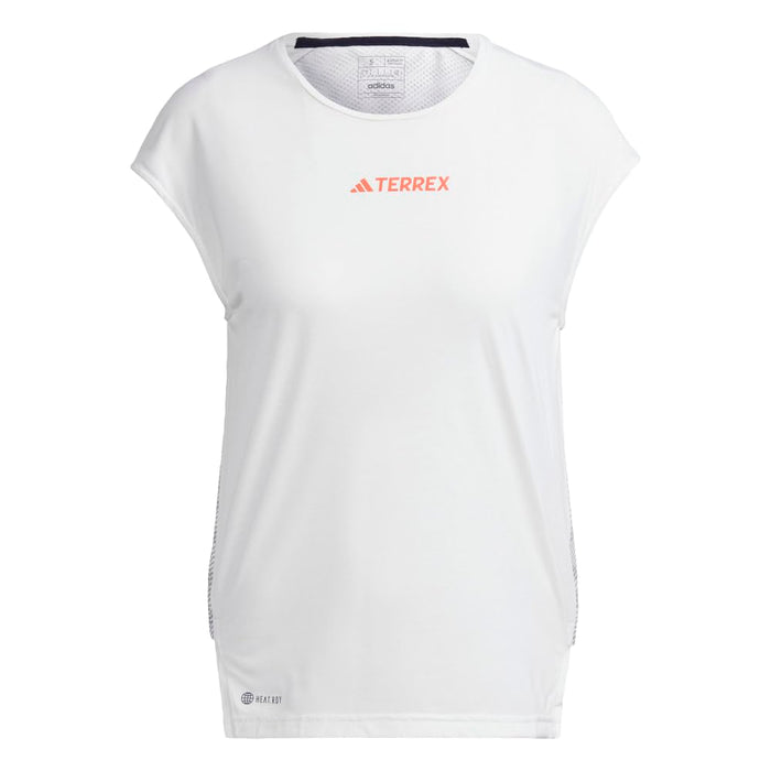 adidas Women's Terrex Agravic Pro Trail Running Top Short Sleeve T-Shirt, White/Grey