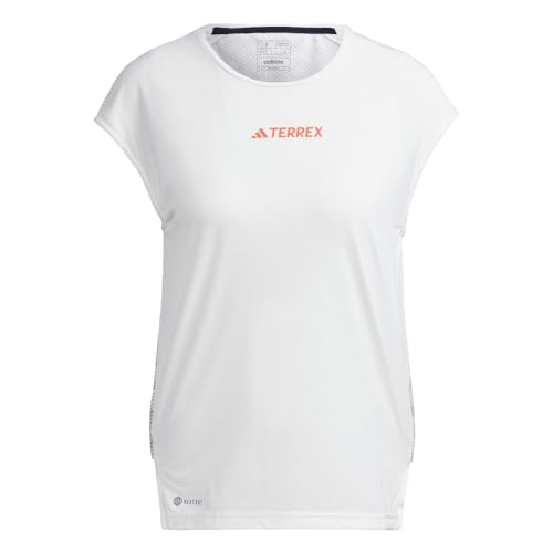 adidas Women's Terrex Agravic Pro Trail Running Top Short Sleeve T-Shirt, White/Grey