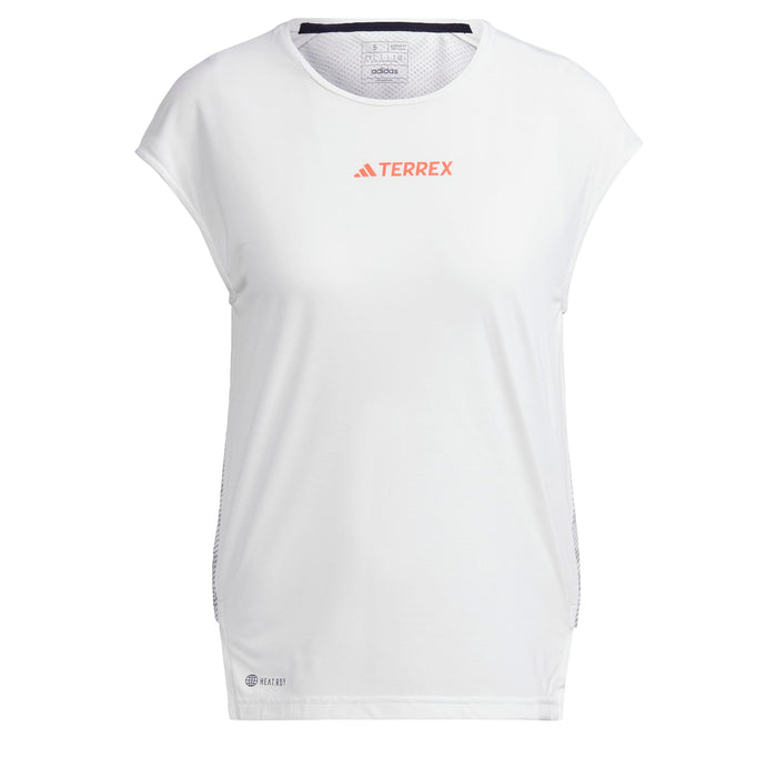 adidas Women's Terrex Agravic Pro Trail Running Top Short Sleeve T-Shirt, White/Grey