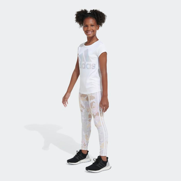 Adidas Womens Training All Over Print 7/8 Tight Cotton White