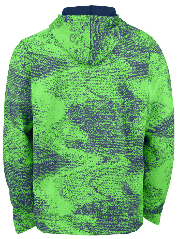 Zubaz Men's Seattle Seahawks Static Hoodie, Navy Blue/Neon Green