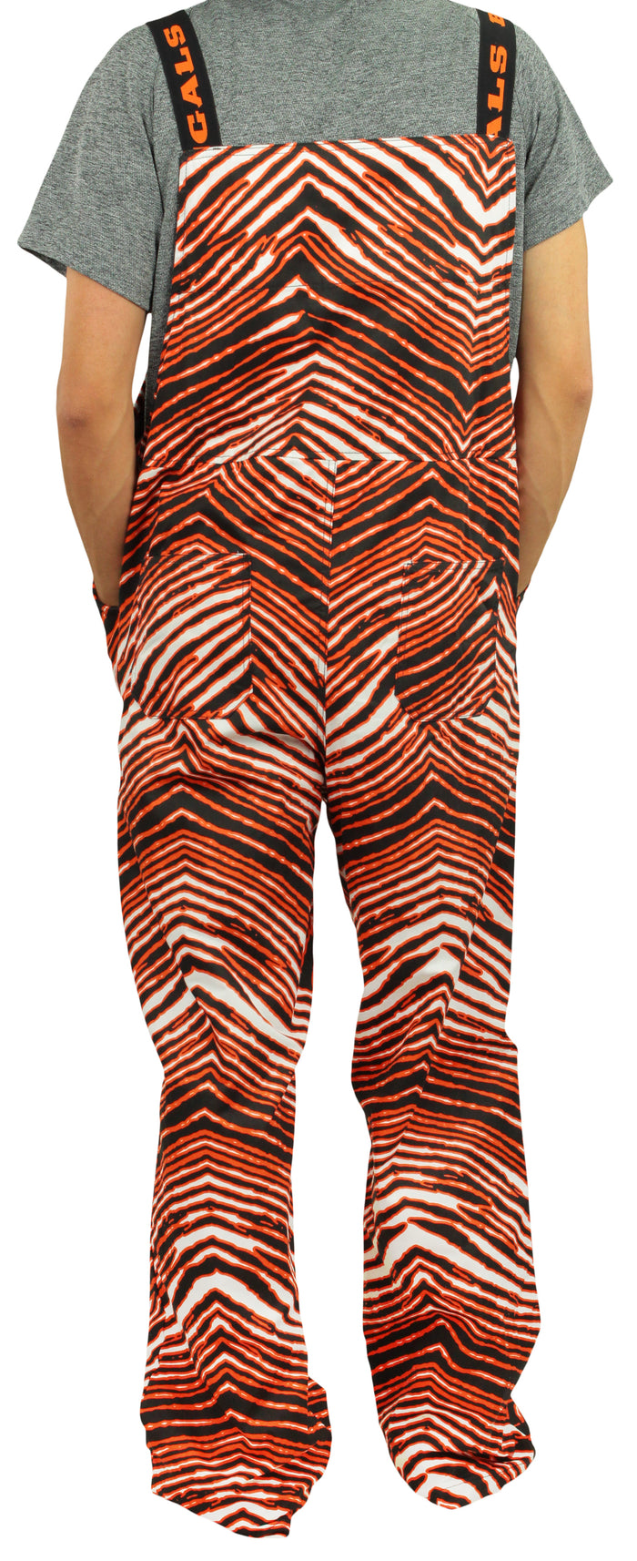 Zubaz NFL Unisex Zebra Lined Bib Overalls for Adult Men and Women, Cincinnati Bengals